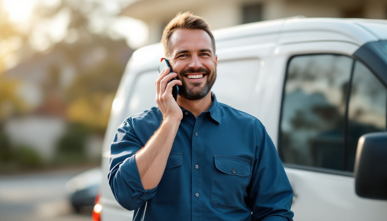 A tradesperson taking an enquiry call generated by a Google Ads campaign