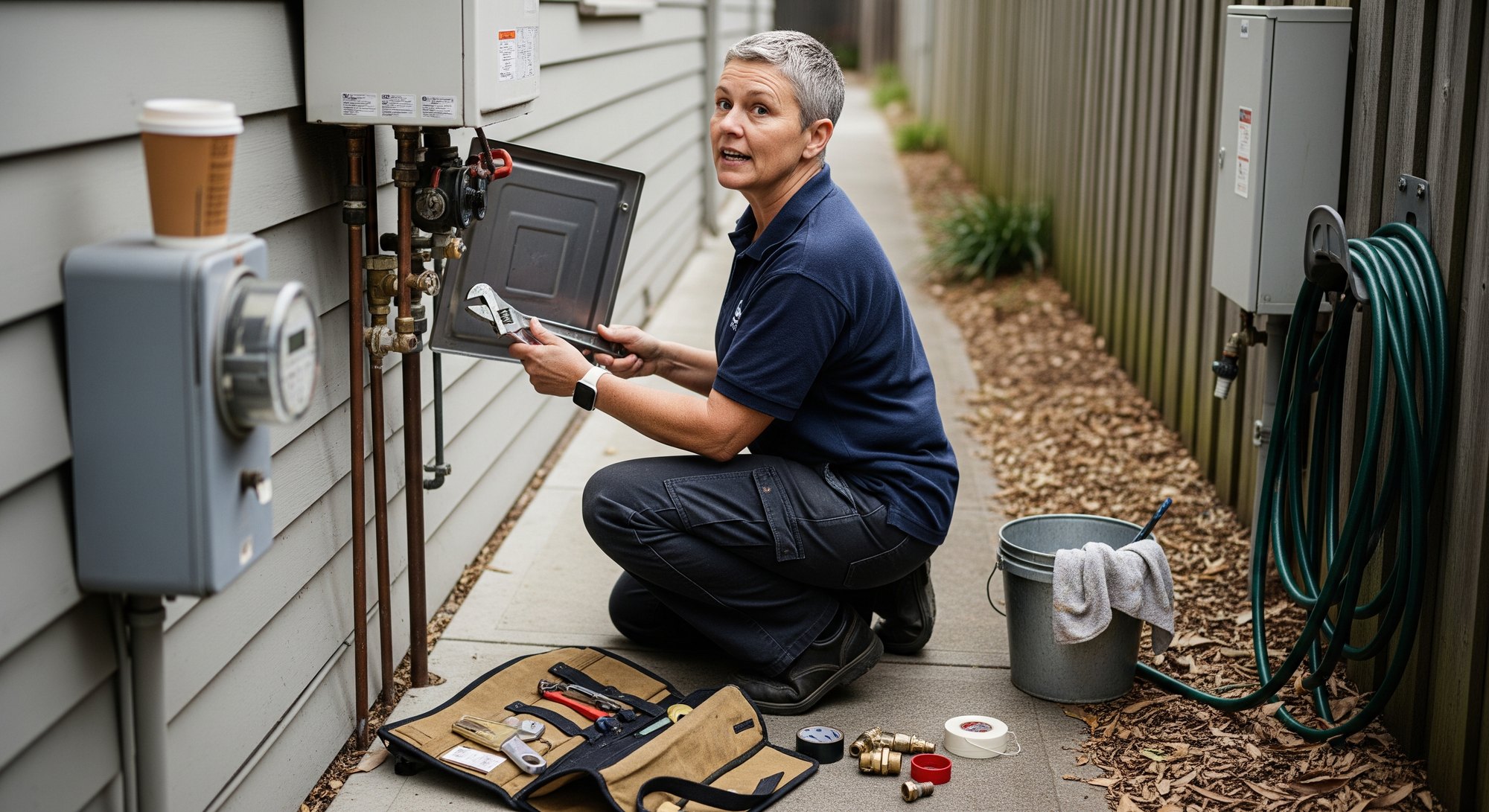 A Melbourne plumber on the job, booked through his website