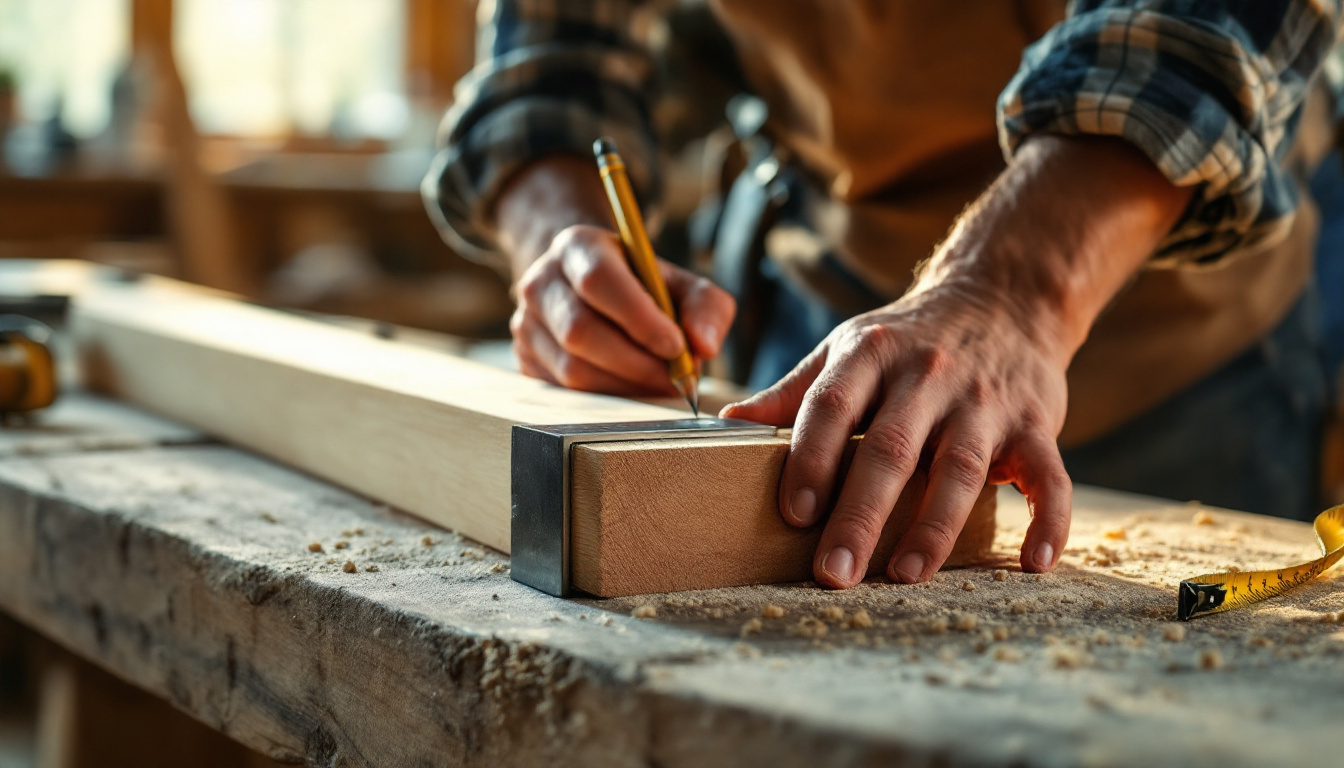 A carpenter marking out timber, the kind of real job photo a website gallery needs
