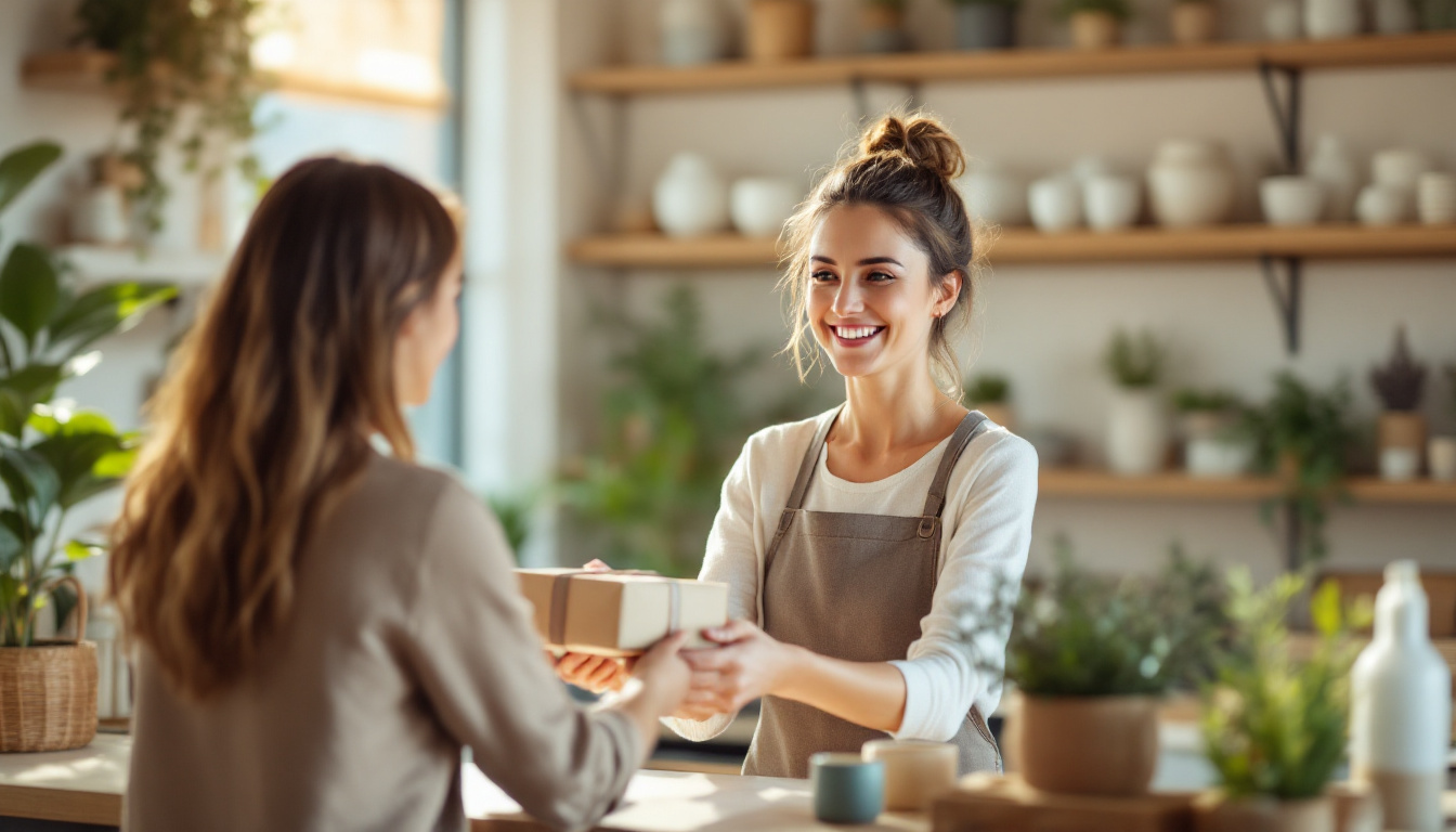 A small-business owner serving a customer who found her through search
