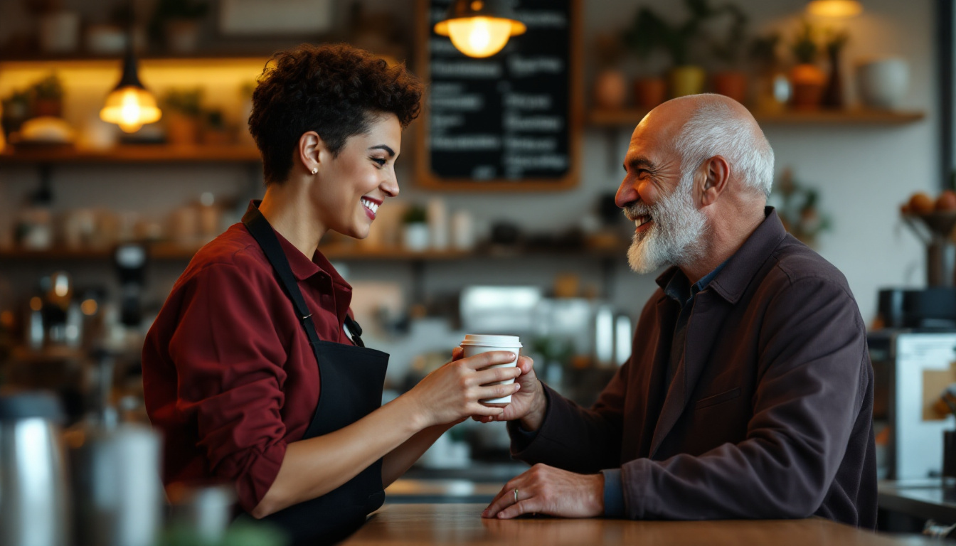 A happy customer being served by a friendly Melbourne small-business owner