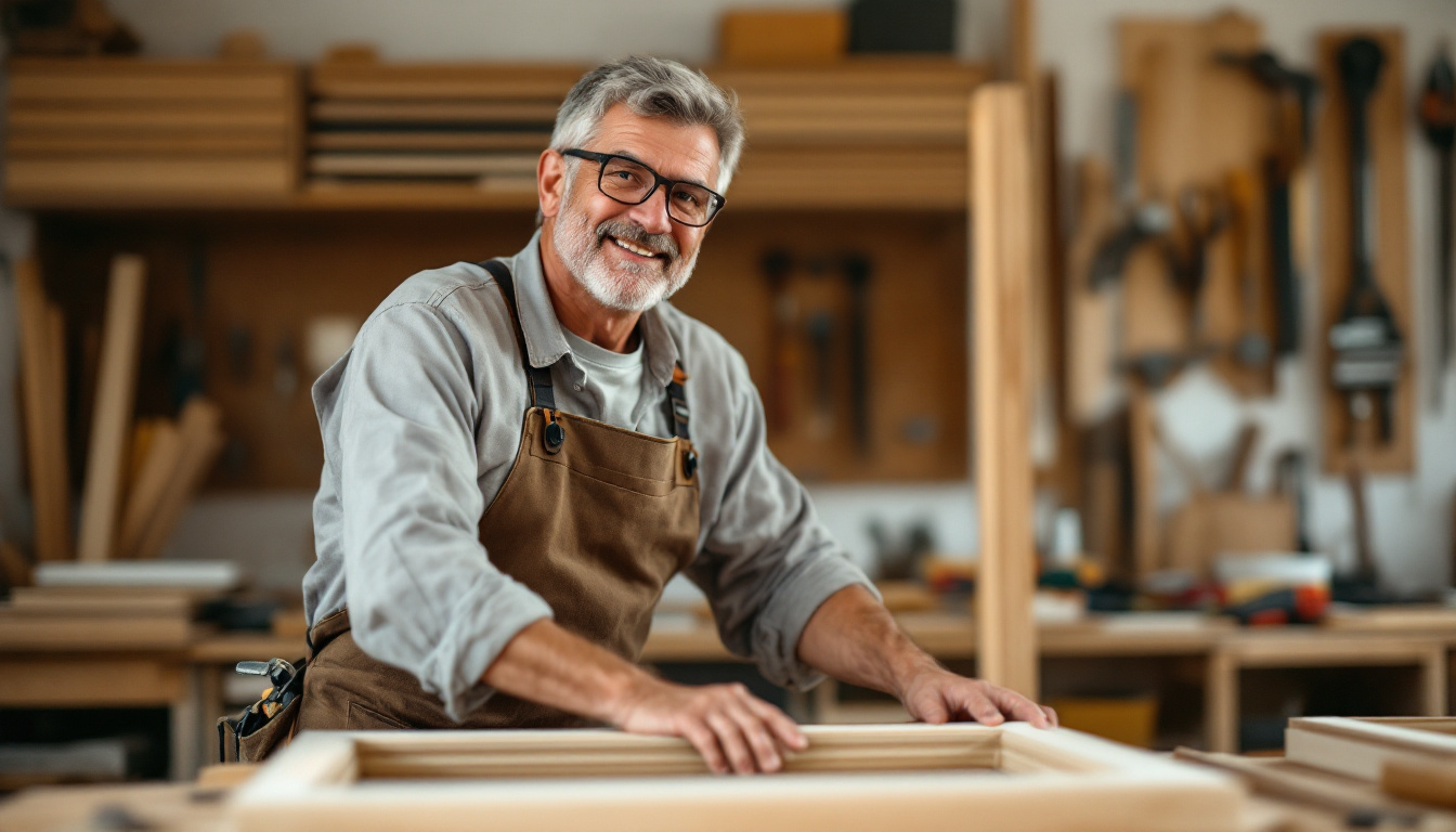 A Melbourne picture framer in his workshop, well served by the designer he chose