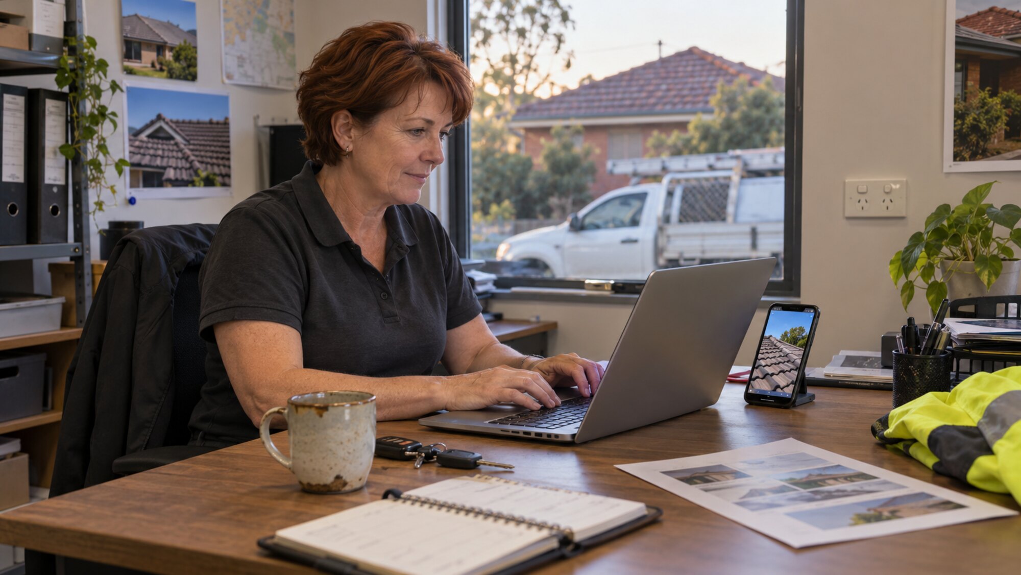A Melbourne roofing business owner sending a useful follow-up after a visitor downloads a guide