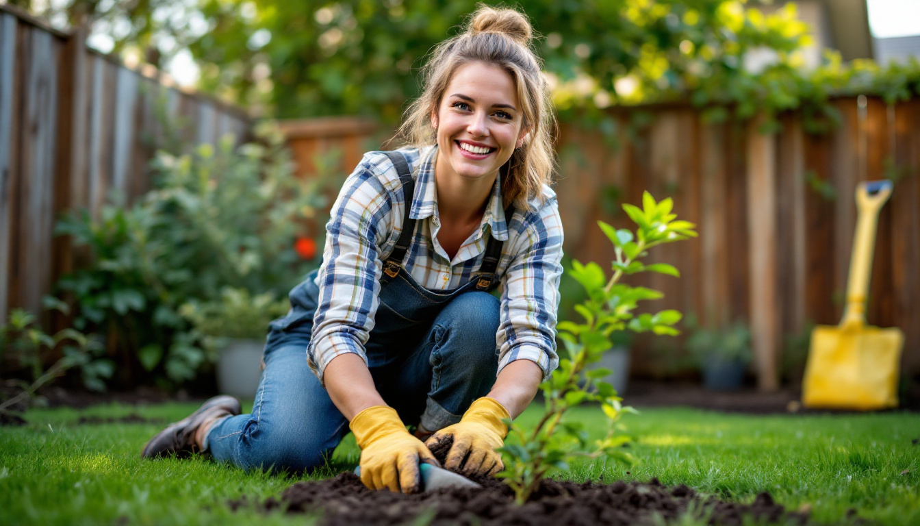 A Melbourne landscape gardener planting out a new garden bed