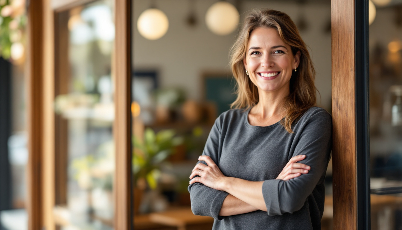 A confident Melbourne small-business owner in her shopfront, the result of steady organic growth