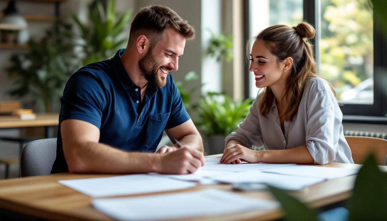 A tradesperson and web specialist mapping out service page content together