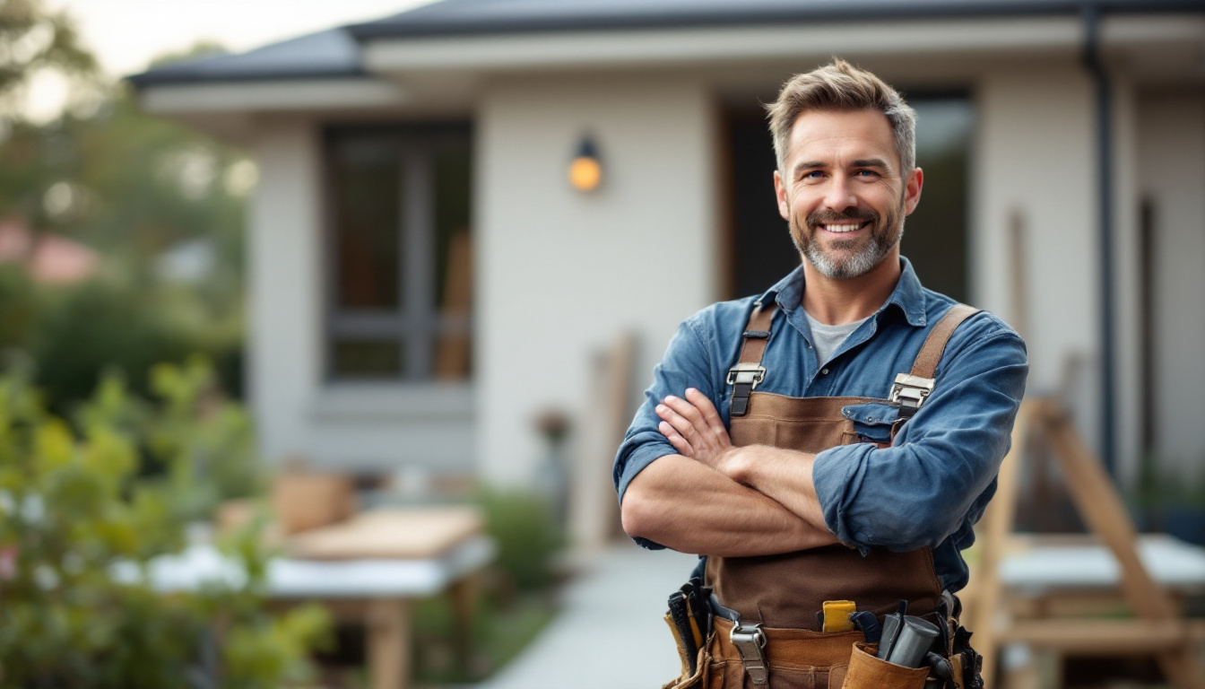 A Melbourne tradie on the job, confident his website is bringing in the calls